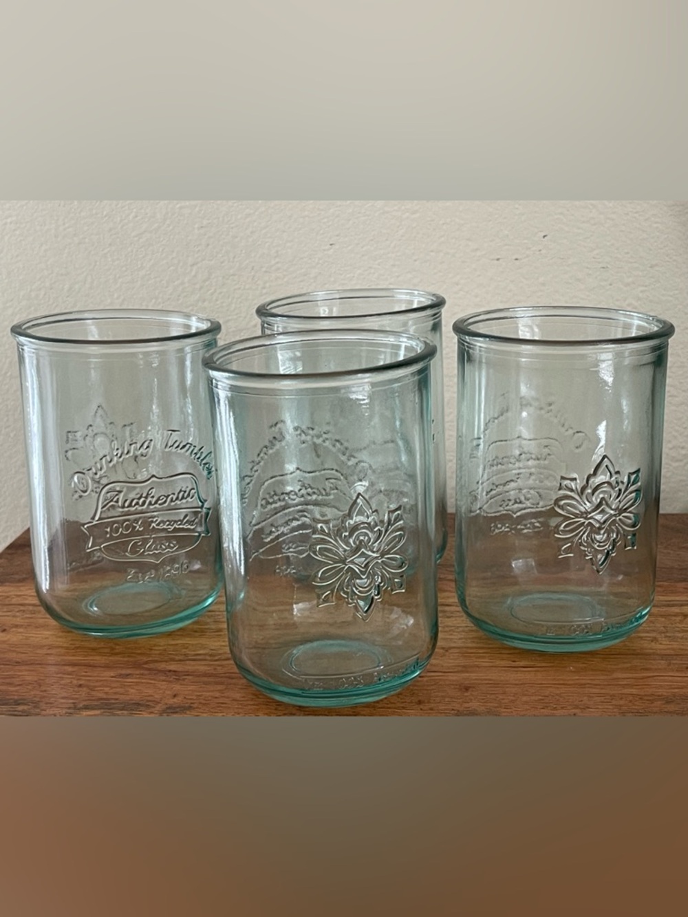 San Miguel 100% Recycled Glass Embossed Tumblers Set of 4